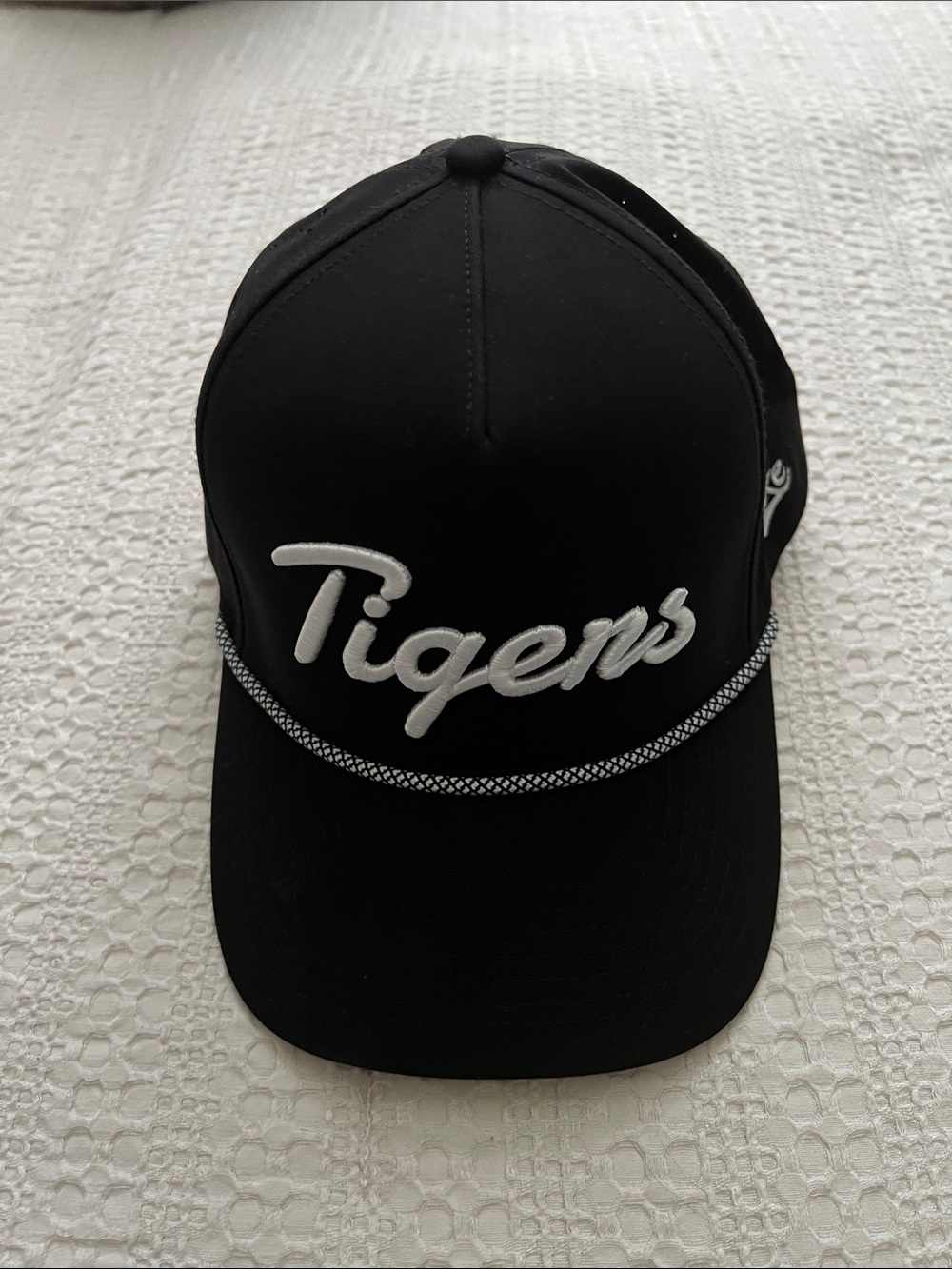 Nike Black Hat with White 'Tigers' Script and Rope Trim
